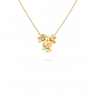 VAN CLEEF ARPELS FRIVOLE PENDANT, 3 FLOWERS, MINI MODEL - YELLOW GOLD, DIAMOND  VCARP2DU00